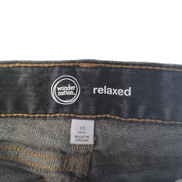 wonder nation relaxed boys adjustable jeans size 10 dark wash grey black blue - Picture 3 of 4